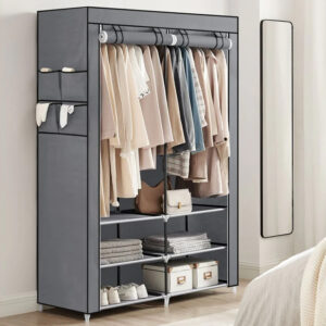 Closet Portátil Jeanpool, Gris, Variedad de Entrepaños en Tela
